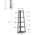thumbnail image 2 of Tribesigns 5-Tier Bookshelf, 70" Industrial Corner Ladder Shelf for Living Room, Home Office, Brown, 2 of 5