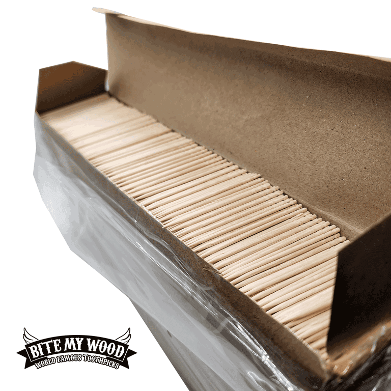 BiteMyWood 10000 Qty Birchwood Toothpicks in Cardboard Sleeve Box