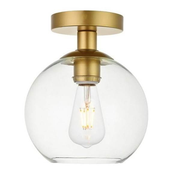 Maklaine 1 - Light Metal & Glass Flush Mount in Brass / Clear