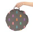 thumbnail image 2 of Cartoon Round Floor Cushion with Handle, Multicolored Pigs Motif Animals Simple Piglet Shapes, Decorative Pillow for Living Room & Dorms, 18" Round, Violet Coral, by Ambesonne, 2 of 4
