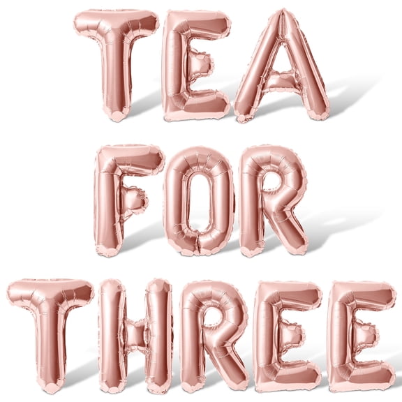Letter Balloons - TEA FOR THREE 16" Inch Alphabet Letters Foil Mylar Balloon 3rd Birthday Party Banner (Rose Gold)
