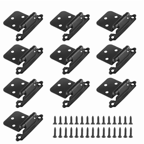 Kitchen Cabinet Hinges 10-Pack – Metal Self-Closing Hinges for Doors and Drawers, Cold-Rolled Steel with Screws