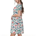 thumbnail image 2 of Rocae Colorful Shark for Dresses Summer Casual Ruffle Short Sleeve Cute Crew Neck Flowy Dress with Pockets, 2 of 6
