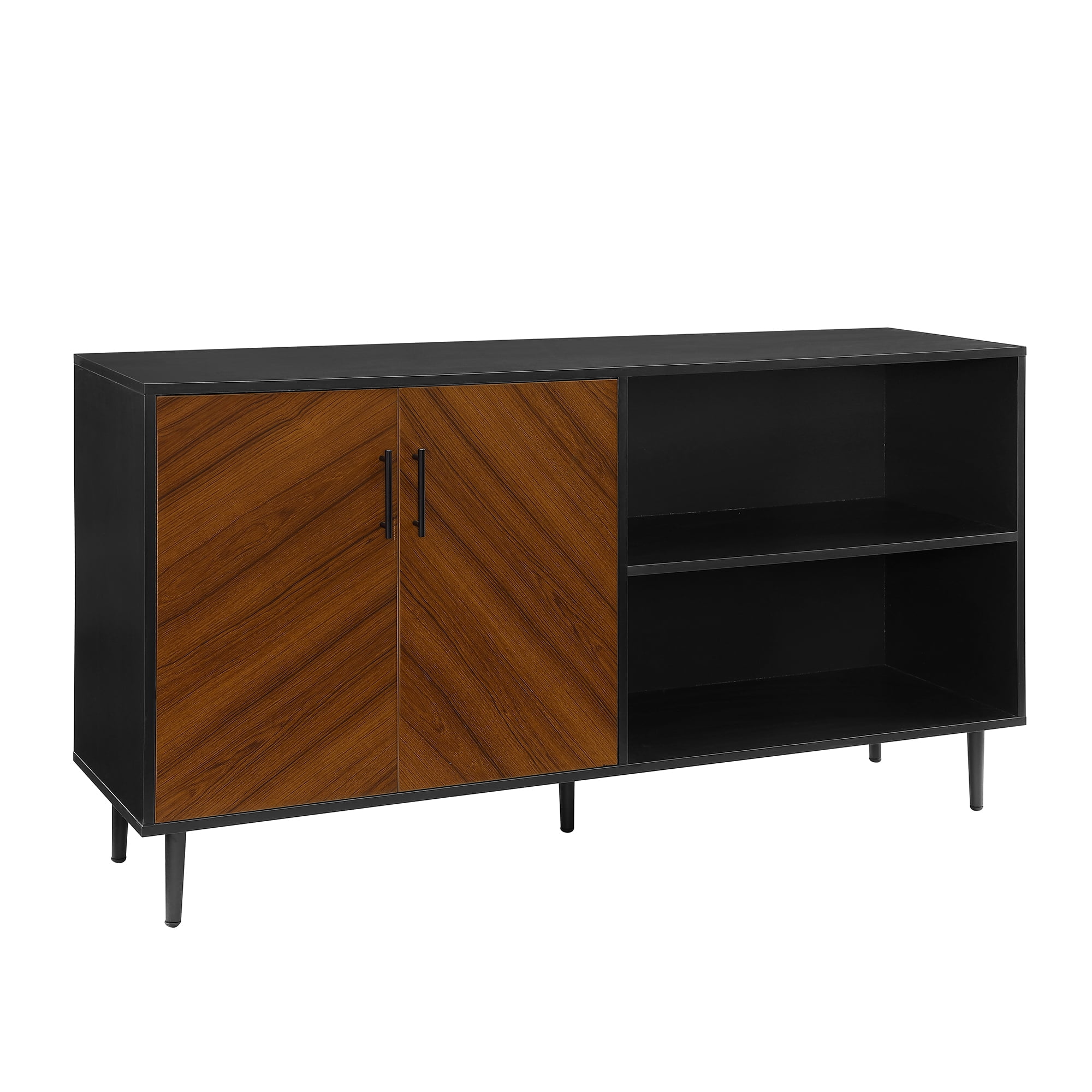 Walker Edison Asymmetrical Bookmatch TV Stand for TVs up to 65", Black