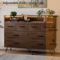 thumbnail image 4 of EDTara Commode Moderne à 8 Tiroirs avec Lumières DEL, Station de Recharge Intégrée, Grand Espace de Rangement, Dimensions 49.08 Pouces x 16.73 Pouces x 35.43 Pouces, Parfaite pour la Chambre, le Salon et l'Entrée, 4 of 8
