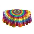 thumbnail image 5 of Rainbow Tie Dye Spiral Layer Pattern Round Tablecloth 60"x60",Wrinkle Wipeable Table Cloth for Kitchen Dining Room Picnic Patio Party, 5 of 6