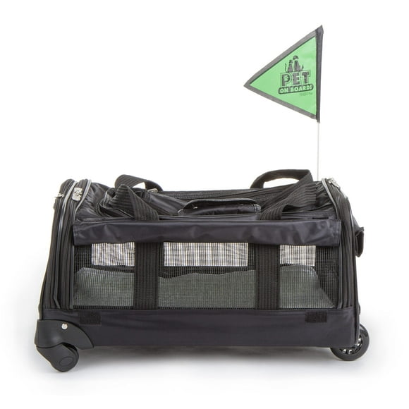 Sherpa on Wheels Indoor Pet Dog Carrier, Black Large for All Breed Sizes