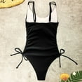 thumbnail image 2 of WREESH Womens One Piece Swimsuit Solid Color Swim Suits New Fashion Bikini Backless Sling Small Fresh Swimsuit for Bikinis Tops Sleeveless Bathing Suits Black, 2 of 5