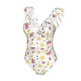 thumbnail image 4 of Yiaed Watermelon And Lemon Print Women's Ruffled One Piece Swimsuit V Neck Swimwear Slimming Monokini for Woman-XX-Large, 4 of 8
