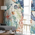 thumbnail image 4 of Coastal Sea Turtle Semi Sheer Curtains 72 Inch Length 2 Panels Set,Rustic Vintage Nautical Starfish Coral Sheer Kitchen Curtain Privacy Voile Window Curtain for Living Room Bedroom Rod Pocket Drapes, 4 of 7