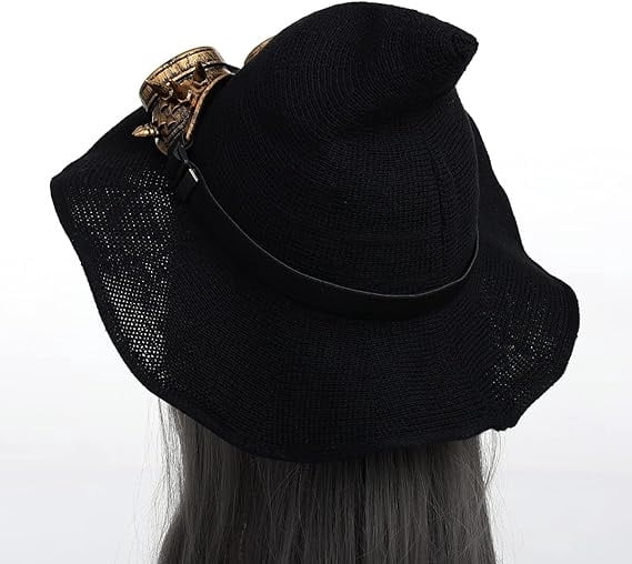 Knitted Wool Witch Hat with Wide Brim for Halloween Costume and Winter Wear