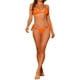 thumbnail image 2 of Conjuntos de bikini de dos piezas con detalle de cadena para mujer, parte inferior de triángulo con lazo lateral, trajes de baño grandes en color naranja, 2 of 5