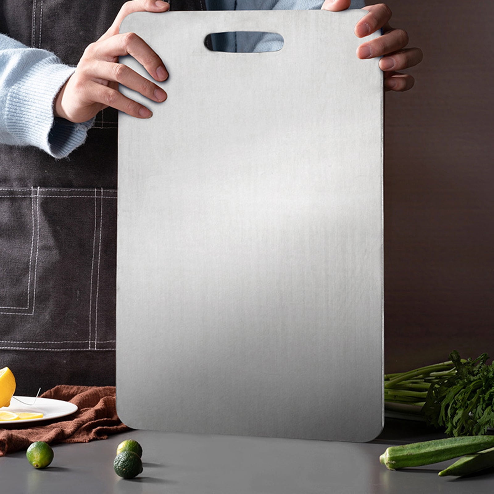 HomeLife Stainless Steel Cutting Board Large Non-Slip Pastry Board for Kitchen Dual-Sided Chopping Board Easy to Clean Multiple Sizes Available Cutting Mats
