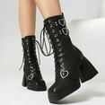 thumbnail image 5 of Mostsola Gothic Boots for Women Block Heel Lace up Combat Boots Square Toe Platofrm Heels, 5 of 9