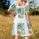 thumbnail image 5 of Vestido de manga corta con estampado repetido de langosta roja, vestidos de noche, vestido de lujo, vestido de verano para mujer, vestido diario, 5 of 7