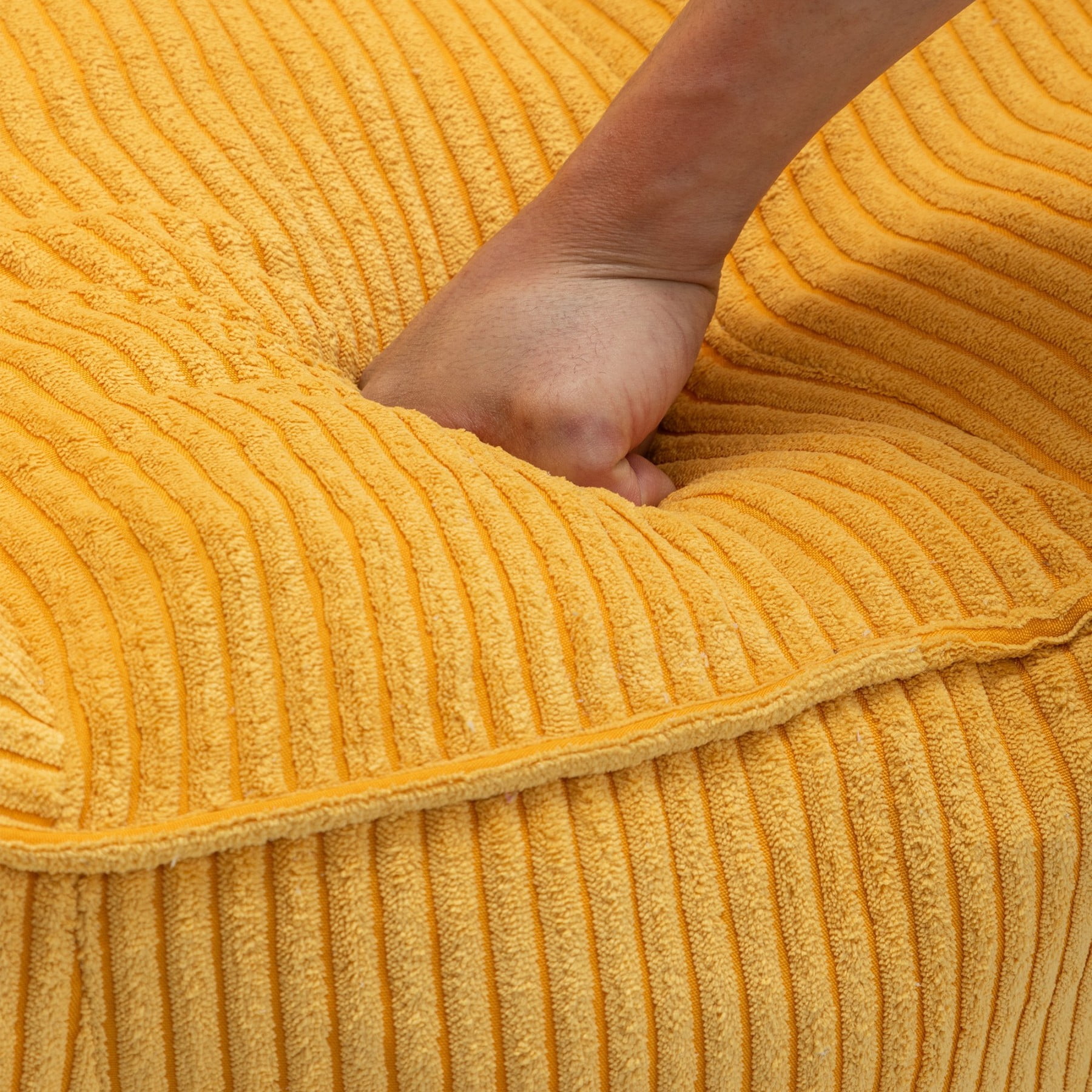 Giant Bean Bag Chair Sofa for Adults & Teens, Corduroy Bean Bag Couch with Armrests & Filler Included, Yellow