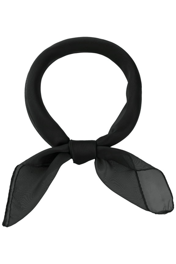 Women's Solid Gradient Chiffon Scarves Square Soft Sheer Neck Scarf Neckerchief Black 35.4"x35.4"(LxW)