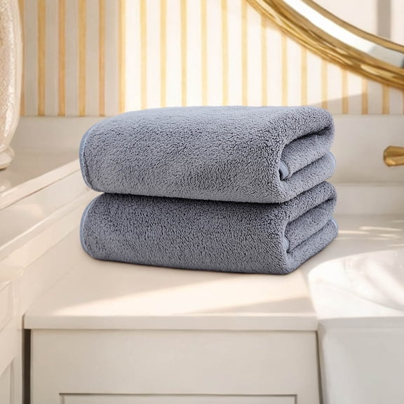 HCBY Velvet Bath Towel 2-Pack, Highly Absorbent Soft Cotton Towels for Bathroom, Thick Quick Dry Face Towels for Spa Gym, Luxurious 29.5"x13.7" Hand Towels for Daily Use
