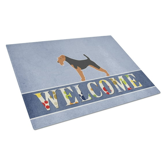 Caroline's Treasures Airedale Terrier Welcome Glass Cutting Board Large