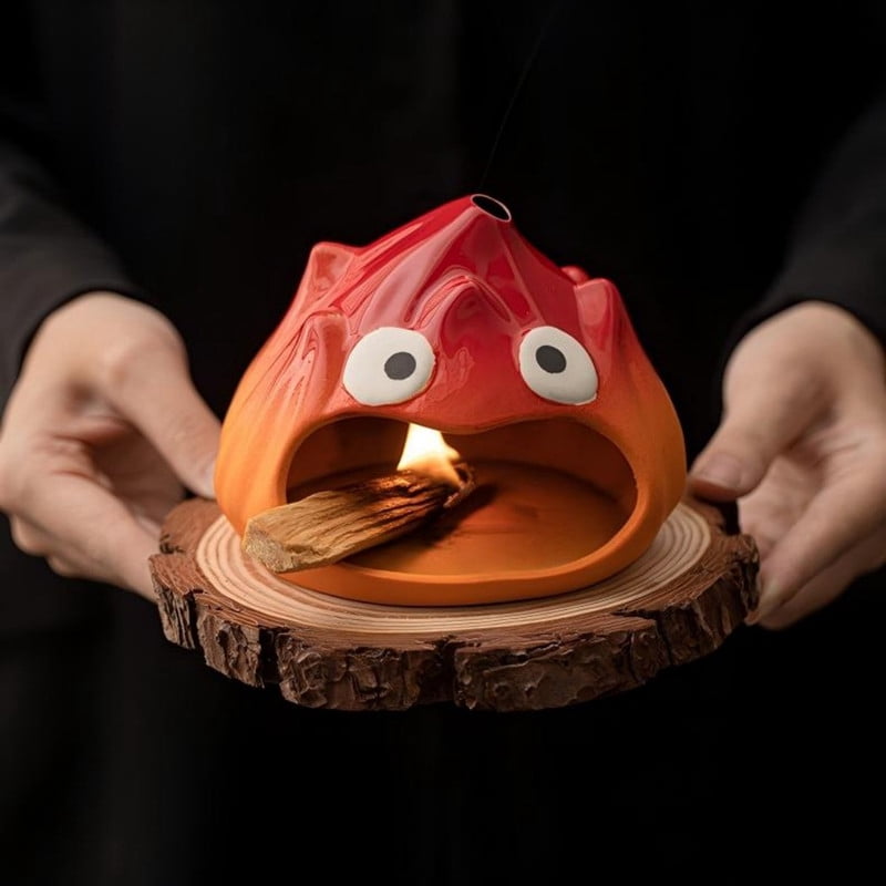 Cute Red Owl Ceramic Palo Santo Holder Incense Burner - Cartoon Animal Holder for Holy Wood Sticks/Cones | Fun Decor for Energy Cleansing, Meditation, Bedroom & Desk