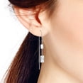thumbnail image 5 of Glowing Clear Cubic Zirconia Rectangles Sterling Silver Chain Threader Earrings, 5 of 5