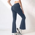 thumbnail image 6 of Domuza Women's Flare Yoga Pants with Pockets High Waist Flared Leggings Bootcut Gym Workout Pants Dark Gray M, 6 of 6