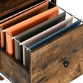 thumbnail image 5 of Dextrus 67 Inch L Shaped Desk with LED Light and Power Outlets, Computer Desk with Drawer, Office Desk, Rustic Brown, 5 of 14
