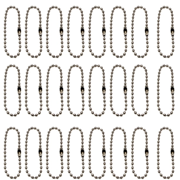 100 cierres de conector de cadenas de cuentas de 12 cm, cadena de bolas, llaveros, cadena de acero con cuentas de metal de diámetro ajustable para accesorios de fabricación de joyas