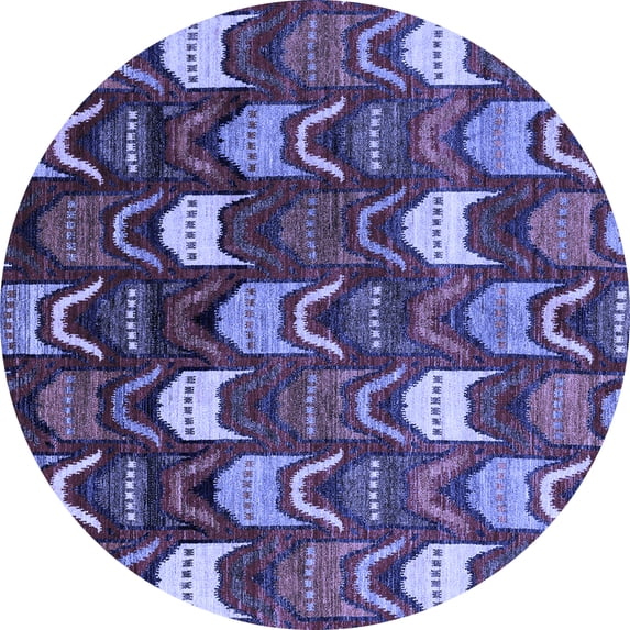 Ahgly Company Machine Washable Indoor Round Abstract Blue Modern Area Rugs, 8' Round