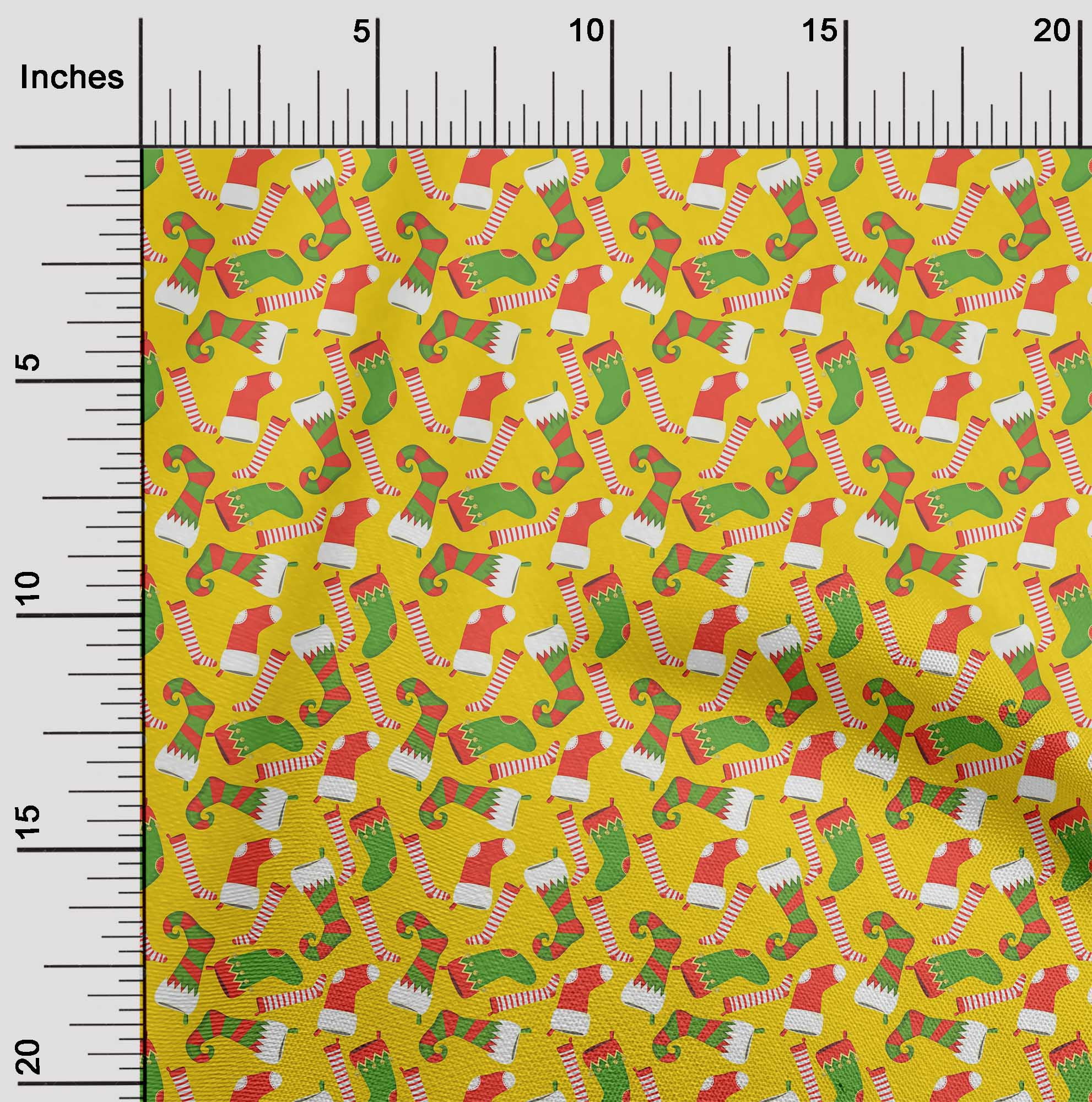 oneOone Cotton Jersey Yellow Fabric Merry Christmas Sewing Material Print Fabric By The Yard 58 Inch Wide