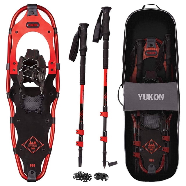 Yukon Charlie's Kit de Chaussures de Neige Avancé, 10 Pouces x 36 Pouces, Comprend des Chaussures de Neige, des Bâtons de Randonnée et un Sac de Voyage