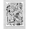 Doodle Tapestry, Music Collection with an Abstract Drawing Rock Jazz Blues Genre Classic Dancing, Wall Hanging for Bedroom Living Room Dorm Decor, 40W X 60L Inches, Black White, by Ambesonne