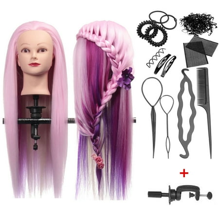 Luckyfine 27'' Makeup Hair Practice Head Mannequin Head Hairdressing Training Head + Clamp + Braid