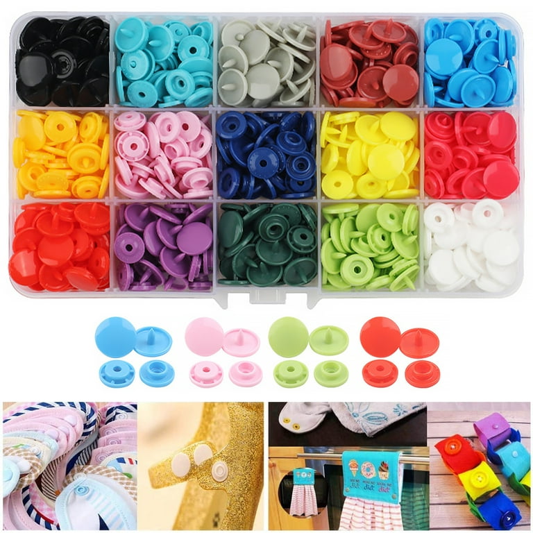 50pcs/set Colorful T5 Plastic Snaps Buttons For Diy Sewing, Bibs