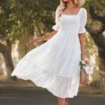 thumbnail image 4 of Vestido Largo De Mujer Vestido de gasa con mangas abullonadas, sin espalda, sexy, maxi vestido de cóctel (blanco XL) Cgtredaw Para estrenar, 4 of 6
