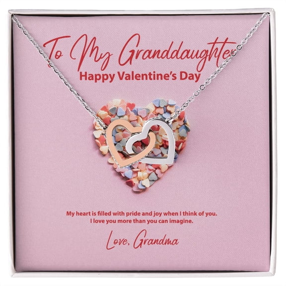 To My Granddaughter from Grandma Valentine's Day Interlocking Hearts Necklace, Multi Interlocking Heart Necklace