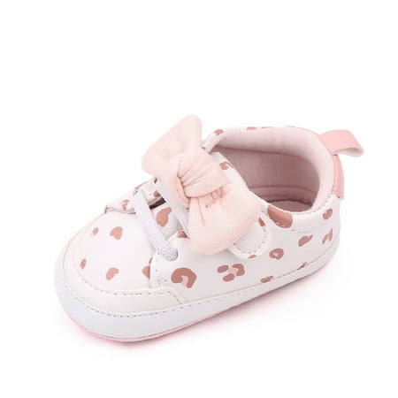 

Wide Baby Shoes Size 5 Boys Baby Sneakers Girls Cute Bow PU Leather Lace Up Walking Shoes Flat Shoes Size 6 Shoes Toddler
