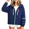 thumbnail image 2 of Girls Zip Hoodies Long Sleeve Solid Loose Jacket Sweatshirt Teens Fashion Winter Clothes Blue 9-10Years, 2 of 7