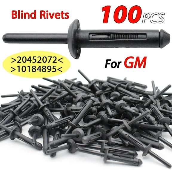 100x Pom Pop Rivets Set Assortment Pop Poly Bevel Round Plastic Head Blind Rivet