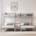 thumbnail image 3 of Metal Twin Over Twin & Twin Bunk Bed, Triple Bunk Bed with Storage Staircase - Modern Space Saving Triple Bunk Bed for Small Space, Guest Room, Silver, 3 of 16