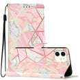 thumbnail image 2 of Allytechgroup Pattern Wallet Flip Case for iPhone 11, Premium PU Leather Kickstand Card Slots Cover Case with Wrist Strap Magnetic Clasp Shockproof Anti-Scratch Case, Pink Marble, 2 of 8