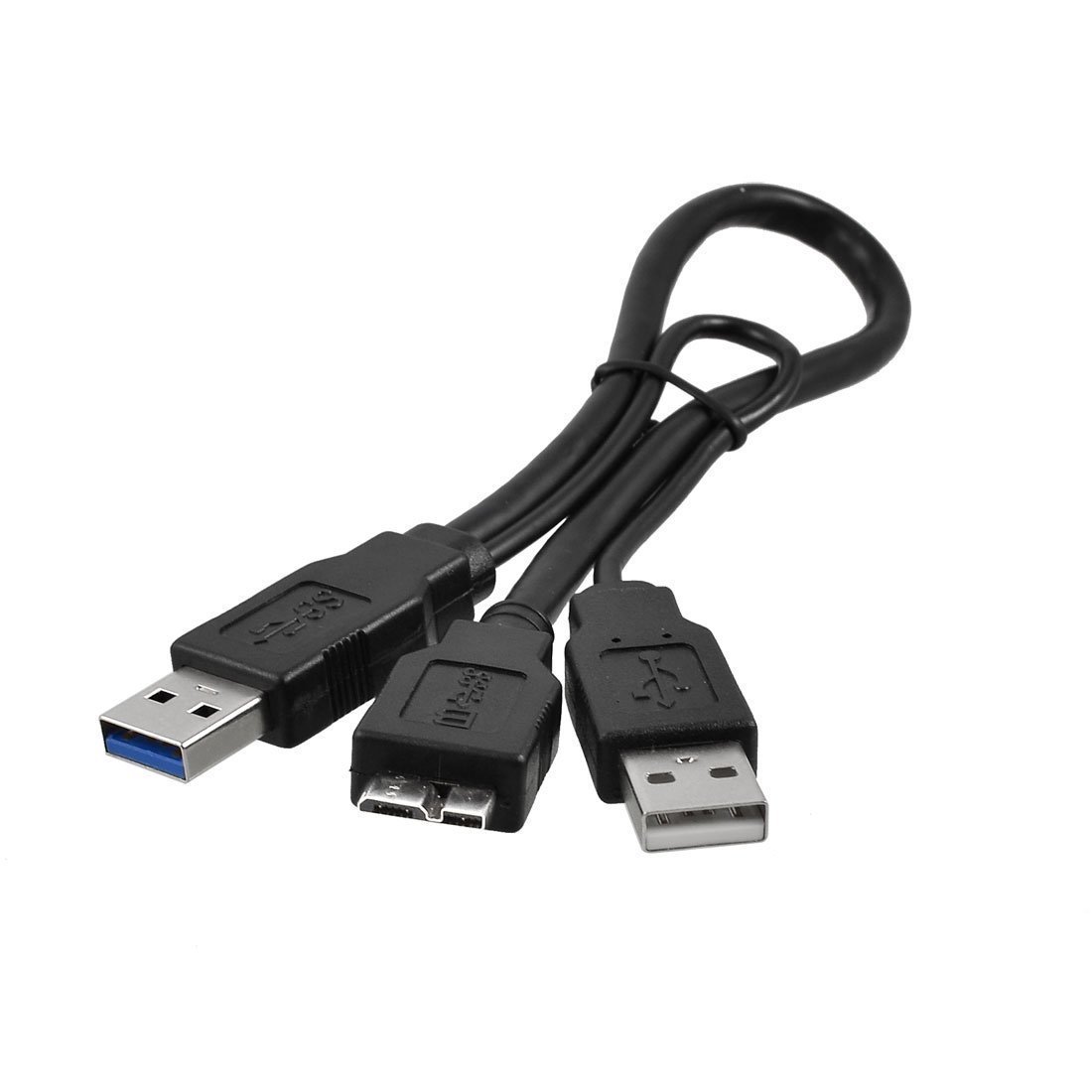 Dual USB 3.0 Type A to Micro-B USB Y Shape High Speed Cable for External Hard Drives/Seagate/Toshiba/WD/Hitachi/Samsung/Wii-U/Note 3 (21 Inches) - image 2 of 2