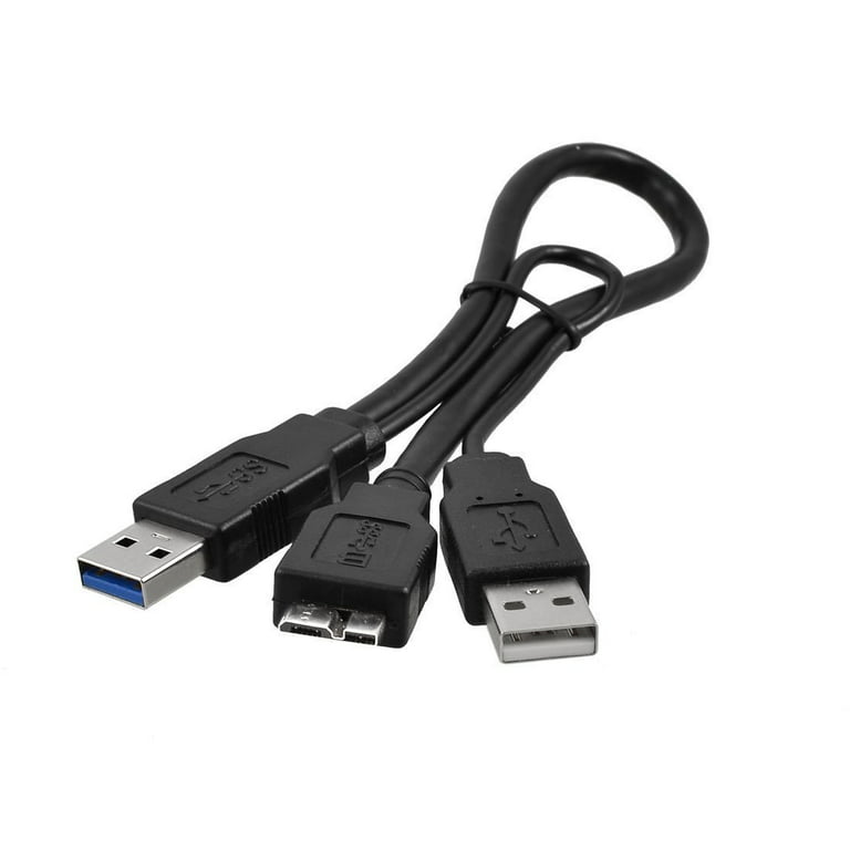 Dual USB 3.0 Type A to Micro-B USB Y Shape High Speed Cable for External  Hard Drives/Seagate/Toshiba/WD/Hitachi/Samsung/Wii-U/Note 3 (21 Inches)
