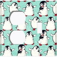 thumbnail image 4 of Metal Light Switch Plate Cover Cute Penguins Ice Skating Teal BRD001, 4 of 13
