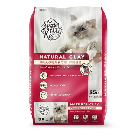 Special Kitty Natural Clay Cat Litter, Unscented, 25 (Best Non Tracking Litter)