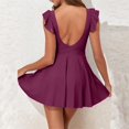 thumbnail image 6 of MSJUHEG Ruched Skirt Bathing Suit,Push Up Swim Dresses with Bottom,One Piece Swimsuit with Skirt,Ruffle Cutout Swimdress,Skirt Bathing Suit,Tummy Control Bathing Suits, Purple L, 6 of 6
