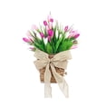 thumbnail image 2 of Tulips Wall Hanging Wreath | Artificial Flower Basket for Door & Wall Decor | Spring Home Decoration with Rustic Bow | Farmhouse Style Floral Arrangement for Living Room, Bedroom, or Entryway, 2 of 6