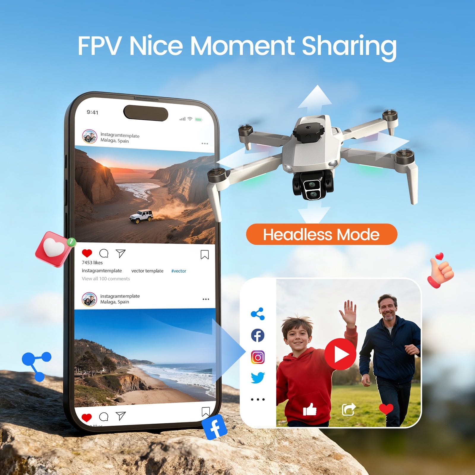 Wefone L106 GPS Foldable Drone with 4K UHD Camera for Adults Beginners, Brushless Motor, Outdoor Fun, 2 Batteries, White