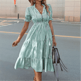 thumbnail image 3 of Striped Dress Dark Green S, 3 of 4