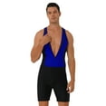thumbnail image 3 of Zaldita Men's One Piece Racer Back Front Zipper Closure Swimsuit Stretchy Athletic Shorty Jumpsuit Royal Blue M, 3 of 6